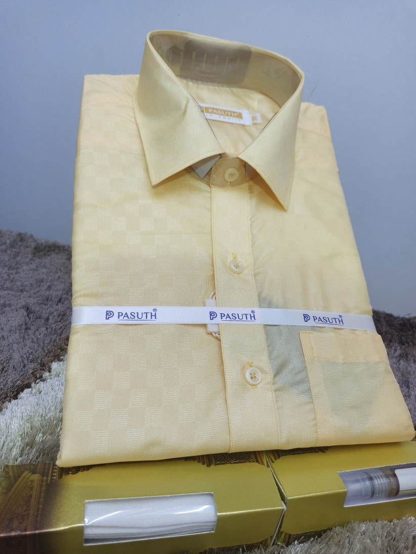 Art Silk Dothi Set  Shirt,Dothi,Kerchief &Belt- 3 In 1 ( Small Border)