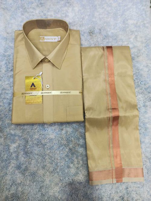 Art Silk Dothi Set - 3 In 1 ( Small Border)