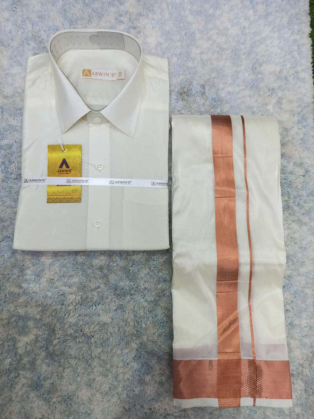 Art Silk Dothi Set - 3 In 1 ( Big Border)