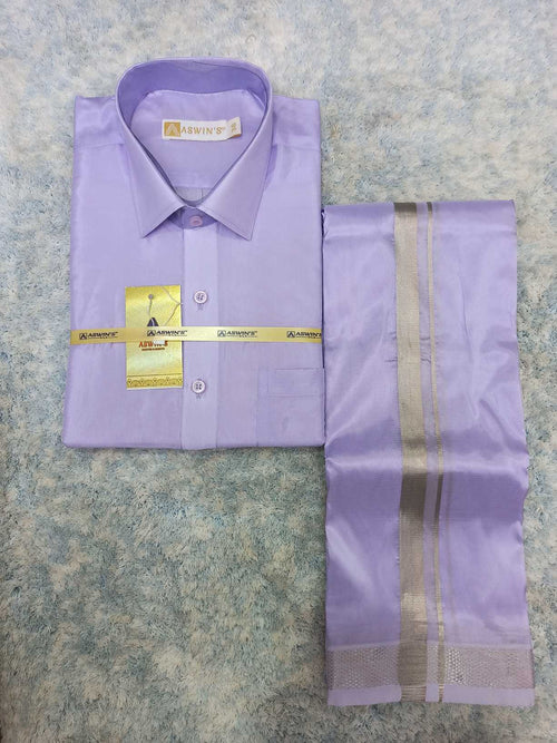 Art Silk Dothi Set - 3 In 1 ( Small Border)