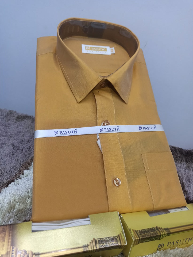 Art Silk Dothi Set  Shirt,Dothi,Kerchief &Belt- 3 In 1 ( Small Border)