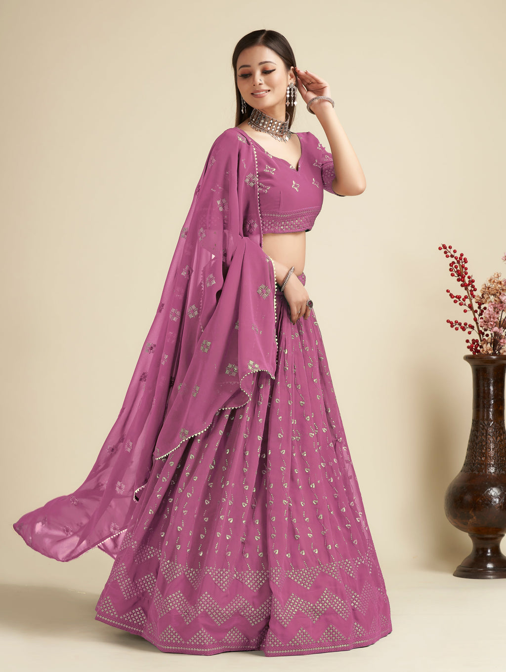 New Semi Stitiched Georgette Lehenga Choli