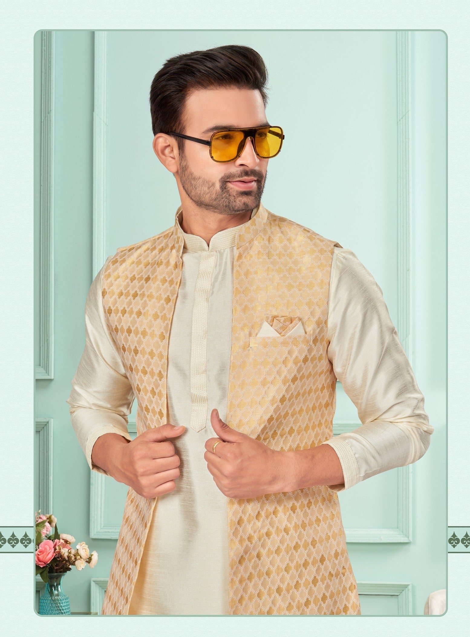 Traditional Kurta Pyjama With Jacket