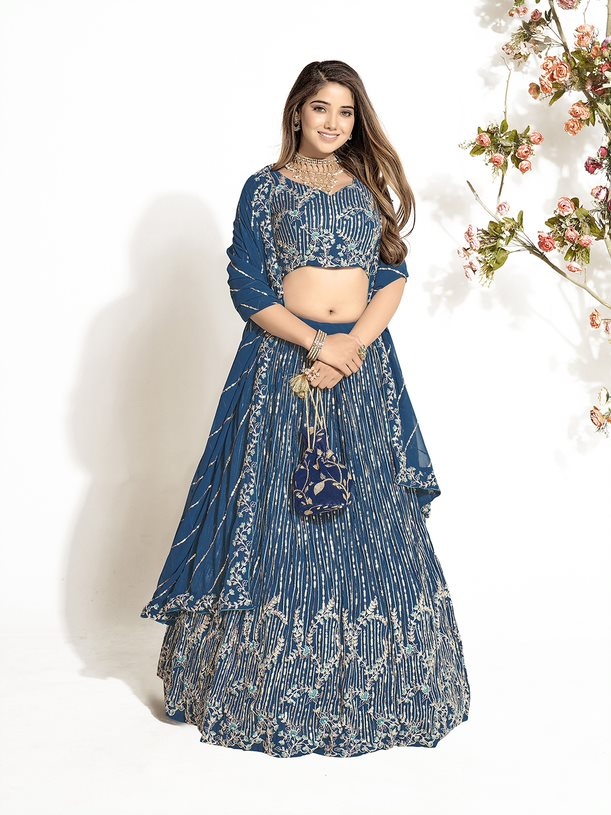 New Semi Stitiched Georgette Lehenga Choli