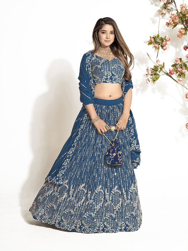 New Semi Stitiched Georgette Lehenga Choli