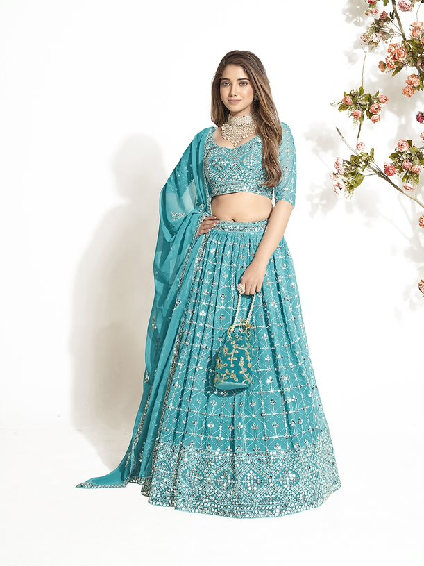 New Semi Stitiched Georgette Lehenga Choli