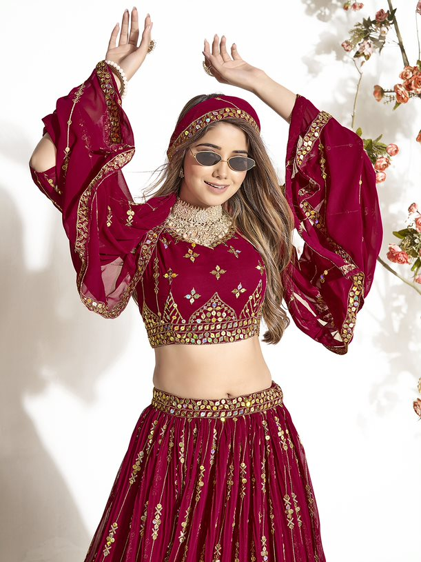 New Semi Stitiched Georgette Lehenga Choli