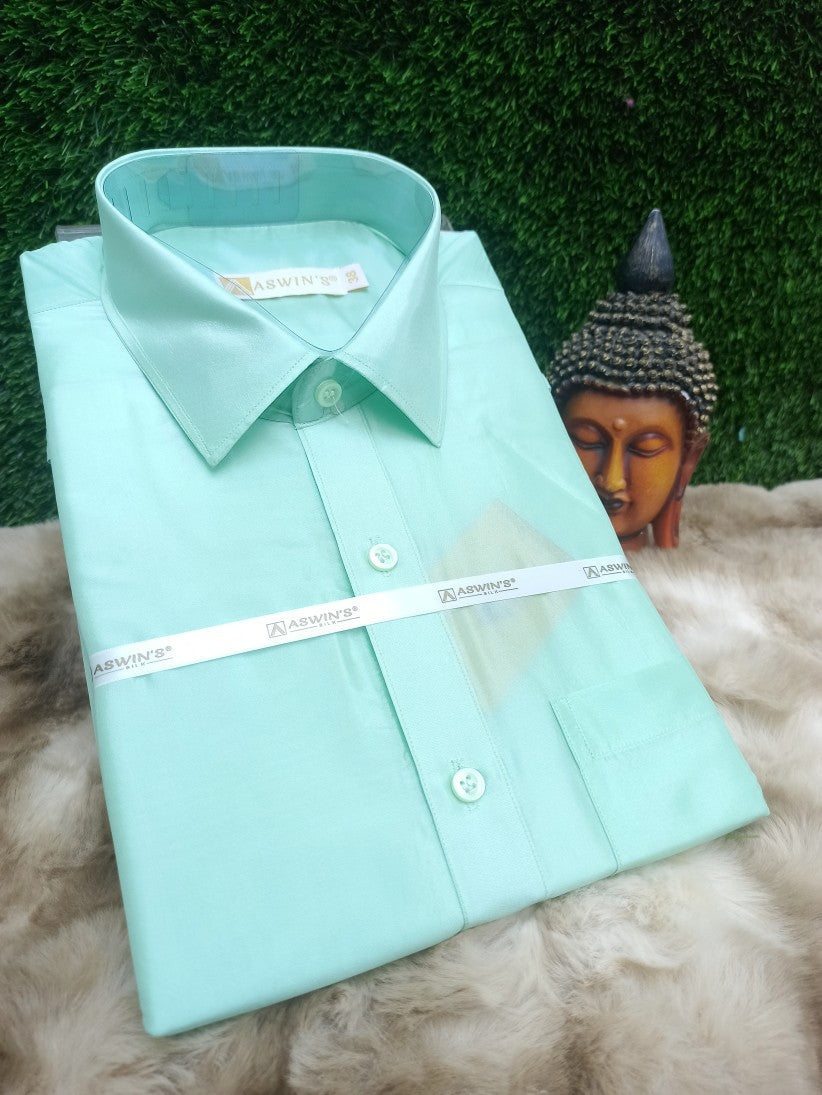 Art Silk Dothi Set  Shirt,Dothi,Kerchief &Belt- 3 In 1 ( Small Border)