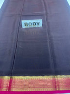 Dark blue saree with gold border and visible 'BODY' label.