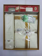 100% pure silk  Dhothi  3 in 1 set 8 yards dothi X 4yards shalya 1 Inch Border, Gold Jari
