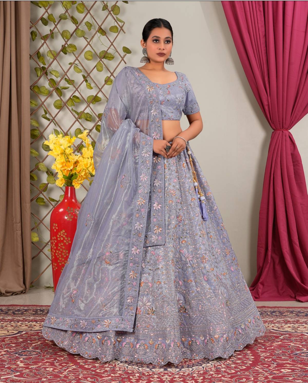 Latest Semi Stitched Netted Lehenga Choli With Dupatta.