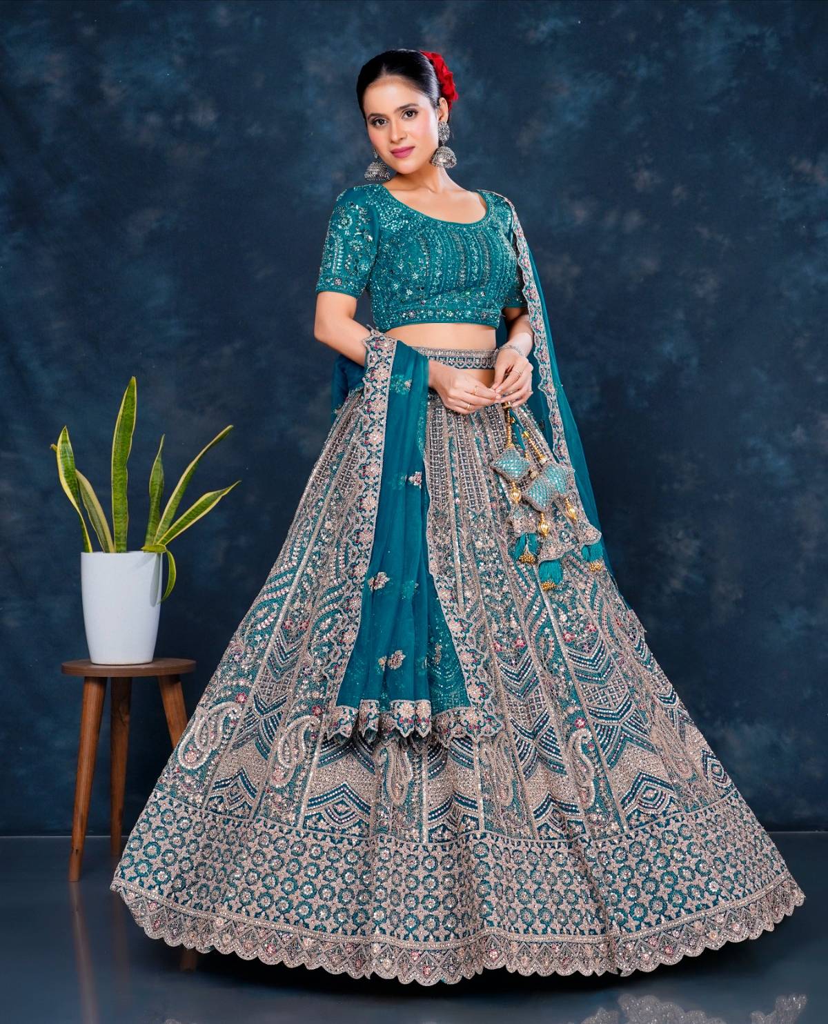Latest Semi Stitched Netted Lehenga Choli With Dupatta.