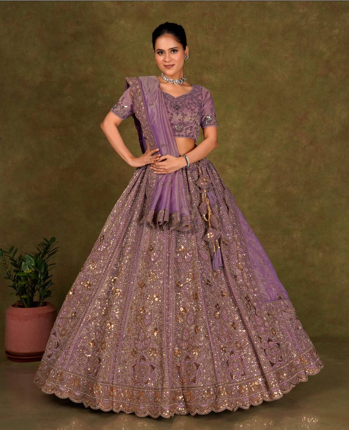 Latest Semi Stitched Netted Lehenga Choli With Dupatta.