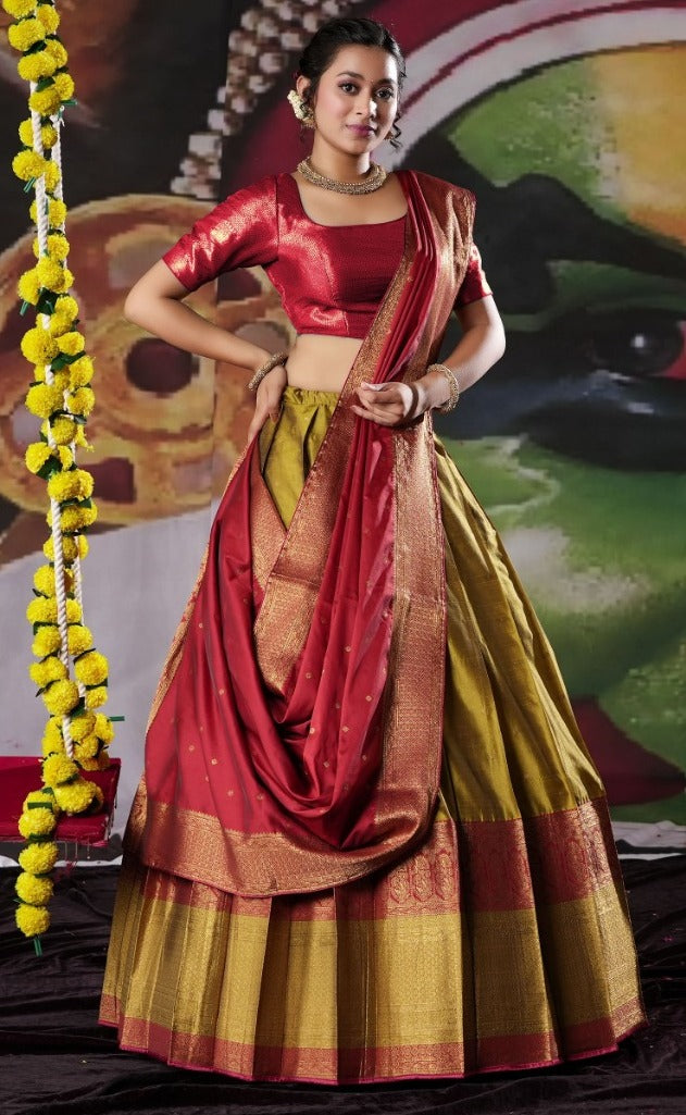 New Semi Stitiched Banarasi Lehenga Choli