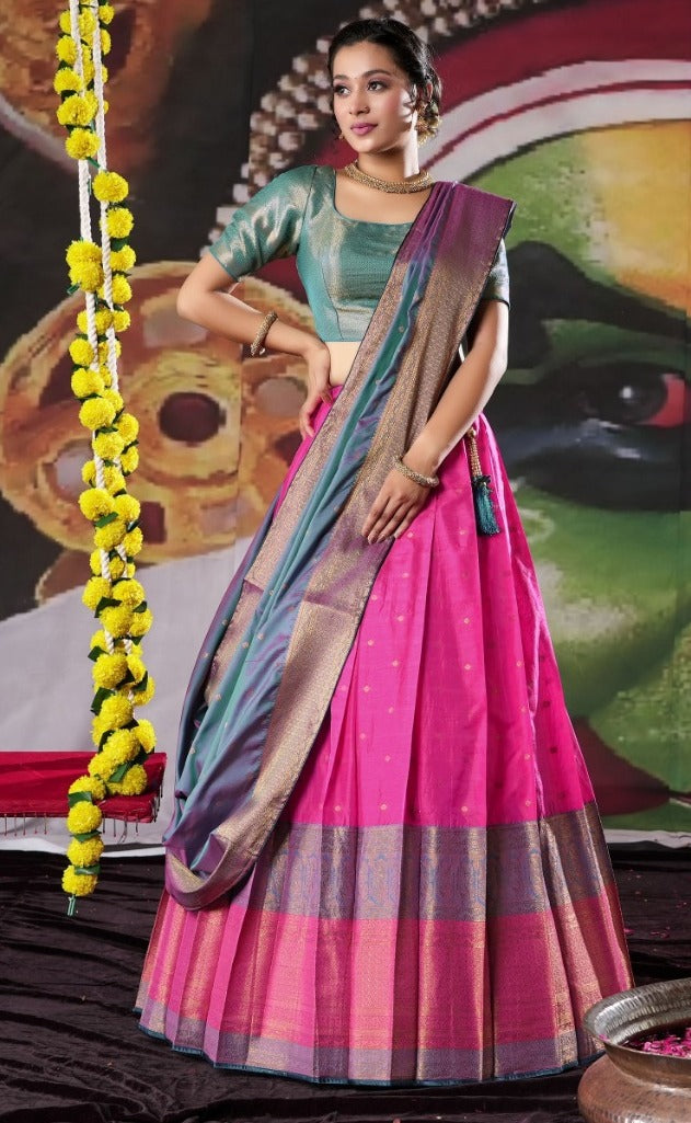 New Semi Stitiched Banarasi Lehenga Choli