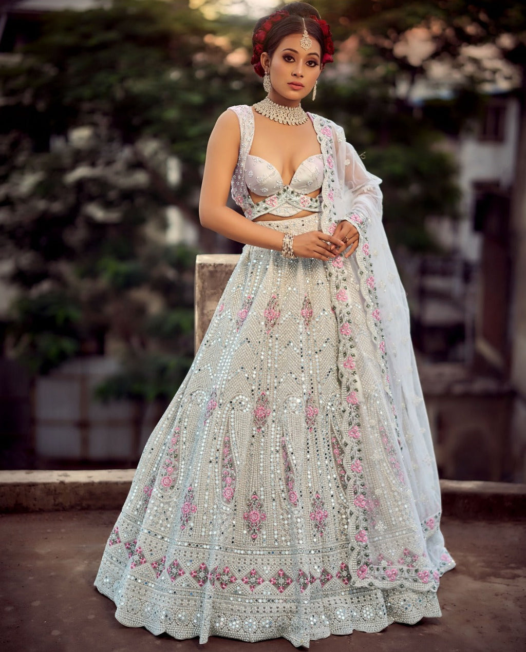 New Semi Stitiched Netted Lehenga Choli