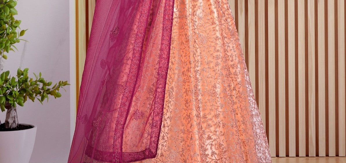 New Wedding and Festival Semi Stitiched Netted Lehenga Choli