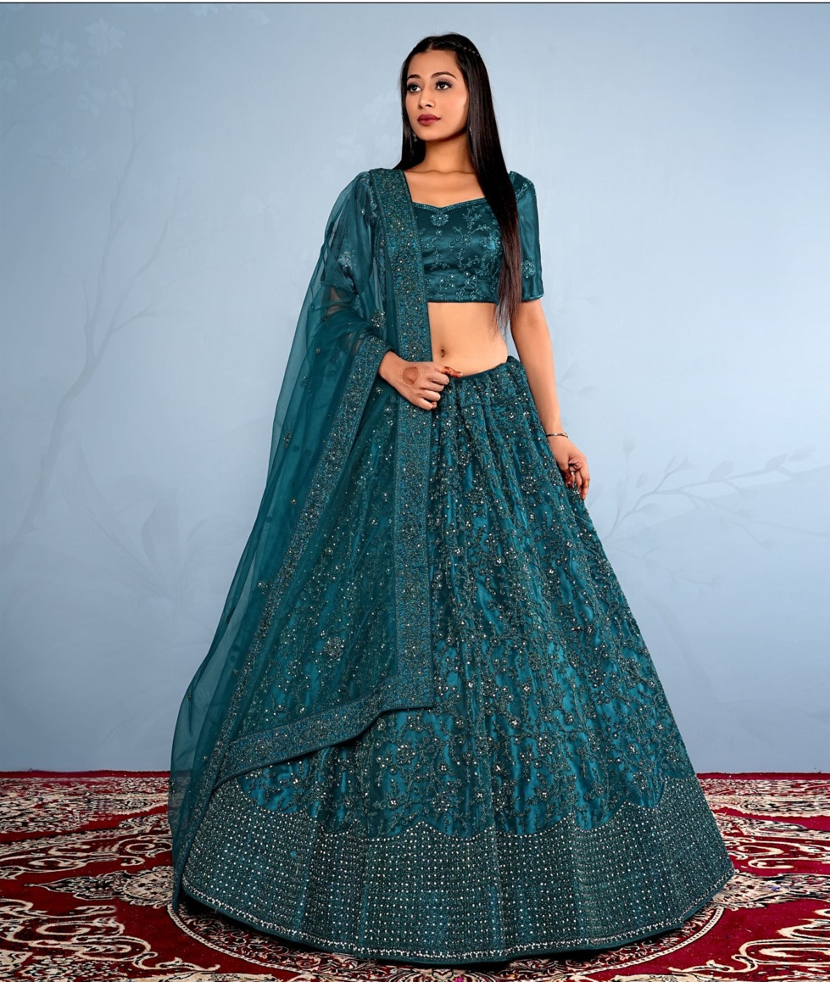 New Semi Stitiched Netted Lehenga Choli