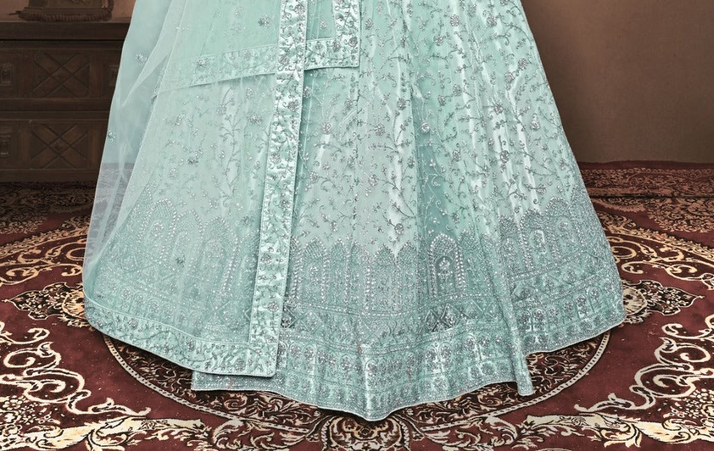 New Semi Stitiched Netted Lehenga Choli