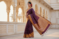 Aesthetic Saree Draping Pose - Deep Purple Kanchipuram