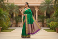 Aesthetic Saree Draping Pose - Emerald Green Kanchipuram