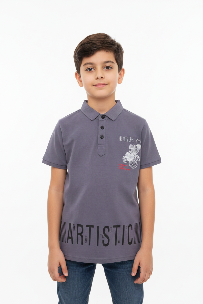 Artistic Bear Polo Grey Front