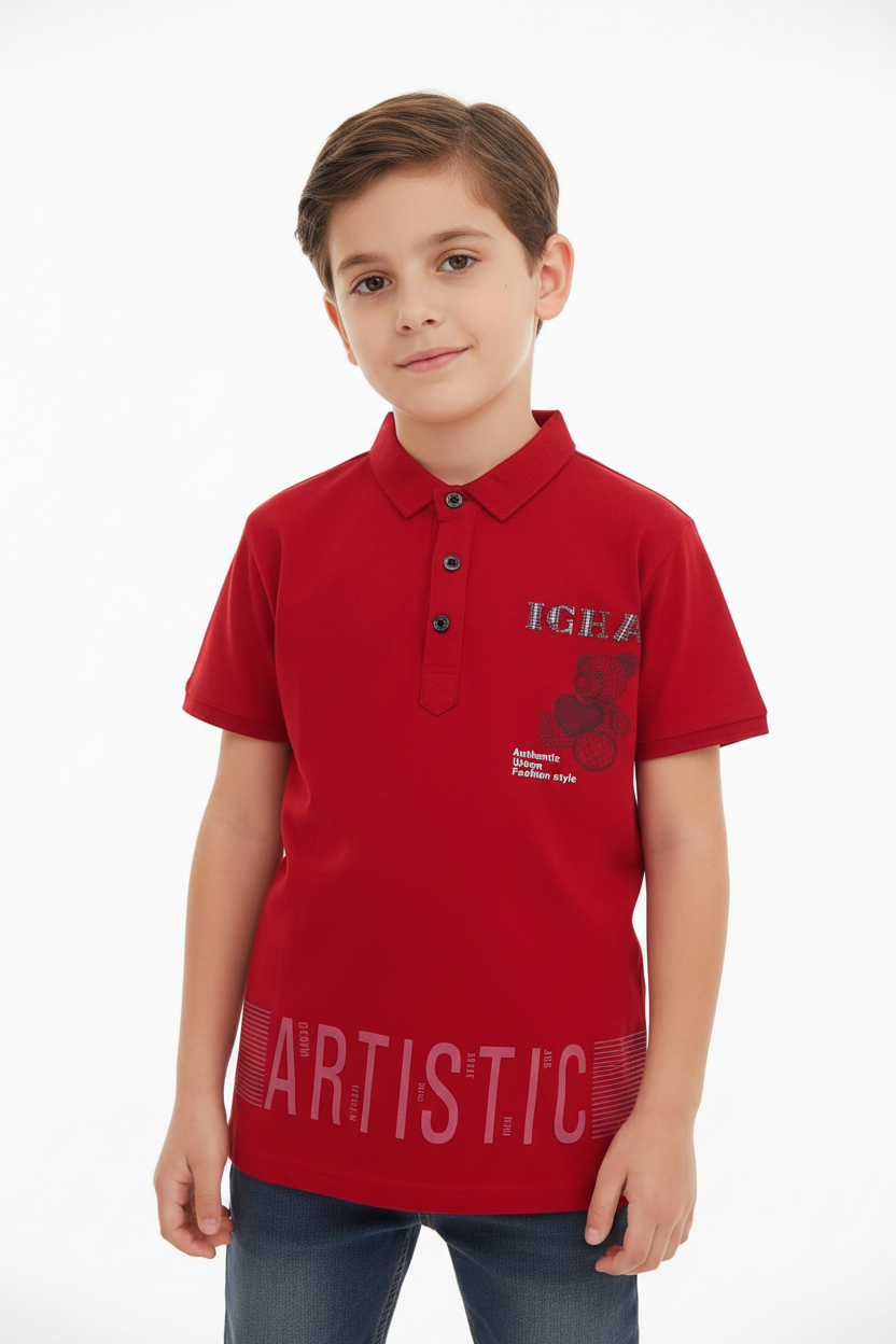 Artistic Bear Polo Red Front