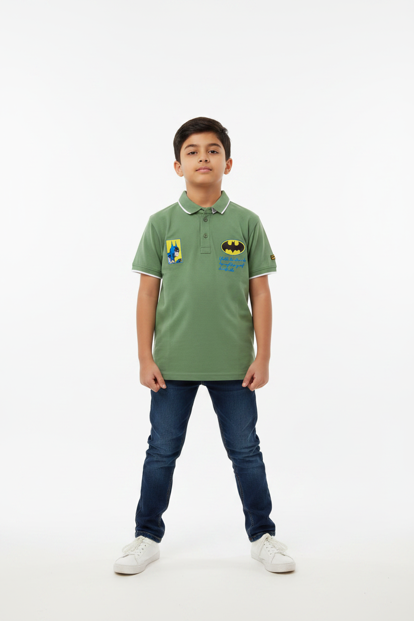 Batman Green Polo Front