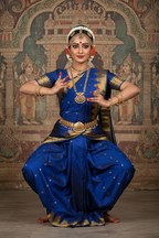 Bharatanatyam Blue Silk Saree Model