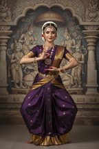 Bharatanatyam Deep Purple Silk Saree Model