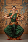 Bharatanatyam Forest Green Silk Saree Model