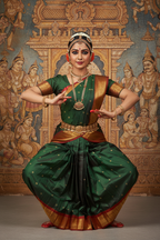 Bharatanatyam Forest Green Silk Saree Model