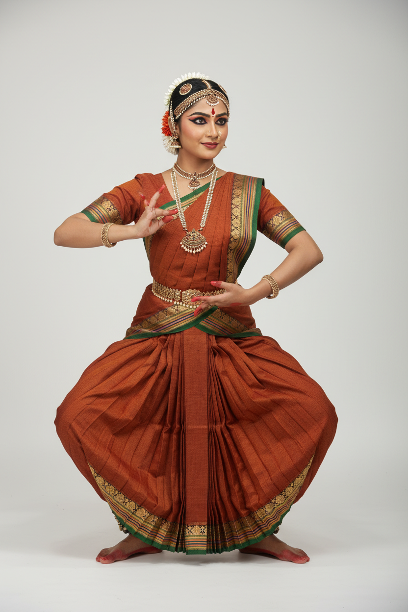 Bharatanatyam Kache Saree - Rust