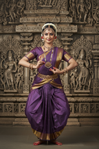 Bharatanatyam Lavender Purple Silk Saree Model