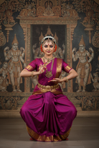 Bharatanatyam Magenta-Purple Silk Saree Model