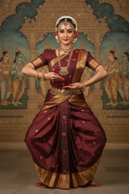 Bharatanatyam Wine-Maroon Silk Saree Model
