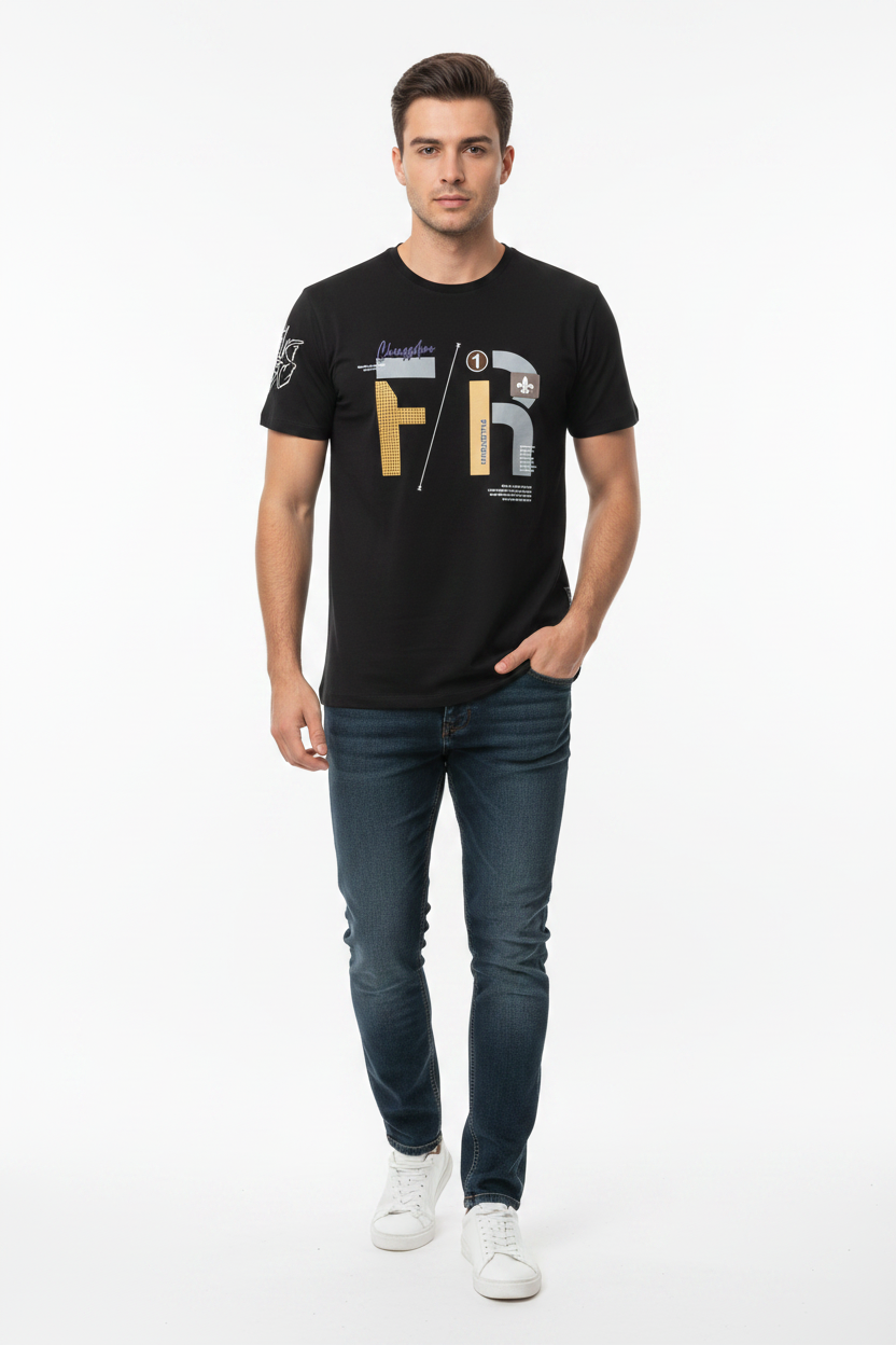 Black FR Uniquestyle T-Shirt on Male Model