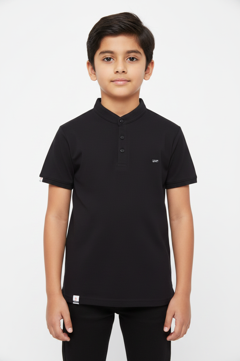 Black Mandarin Polo Front