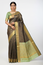 Black & Mint Green Kanjivaram Saree on Model