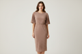 Dusty Rose Gold Sequin Dot Dress on Model