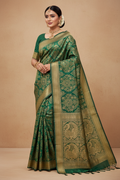 Emerald Green Banarasi Saree Model