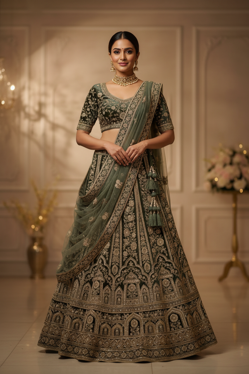 Female Model in Bridal Lehenga Choli