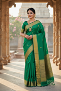 Female Model in Green Saree