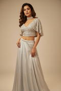 Female Model in White Lehenga Choli