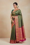 Green Kanjivaram Silk Saree on Model