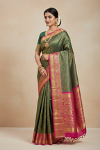 Green Kanjivaram Silk Saree on Model