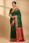 Green & Magenta Silk Saree Model