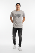Grey Graffiti Script T-Shirt on Male Model