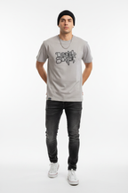 Grey Graffiti Script T-Shirt on Male Model
