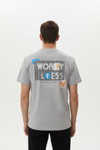 Grey Wordyless T-Shirt Back on Male Model